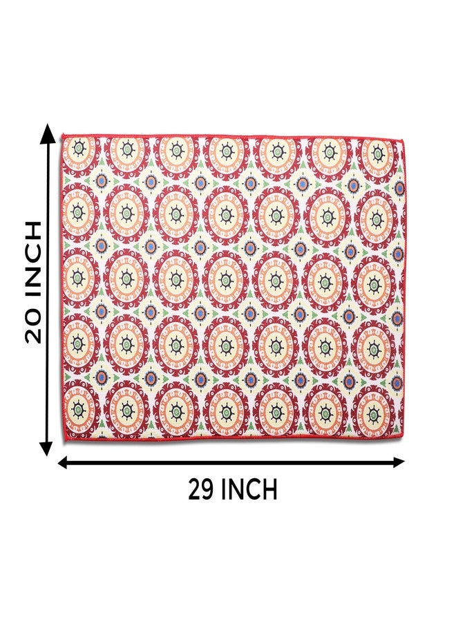 VRT Dish Drying Mat Kitchen for Kitchen Drying mat for Water Utensils Absorbing mat for Kitchen for Dish Drying mat for Dish Dry mat for Absorbent mat for Kitchen (Red Circle, 75X50 cm) - Image 3